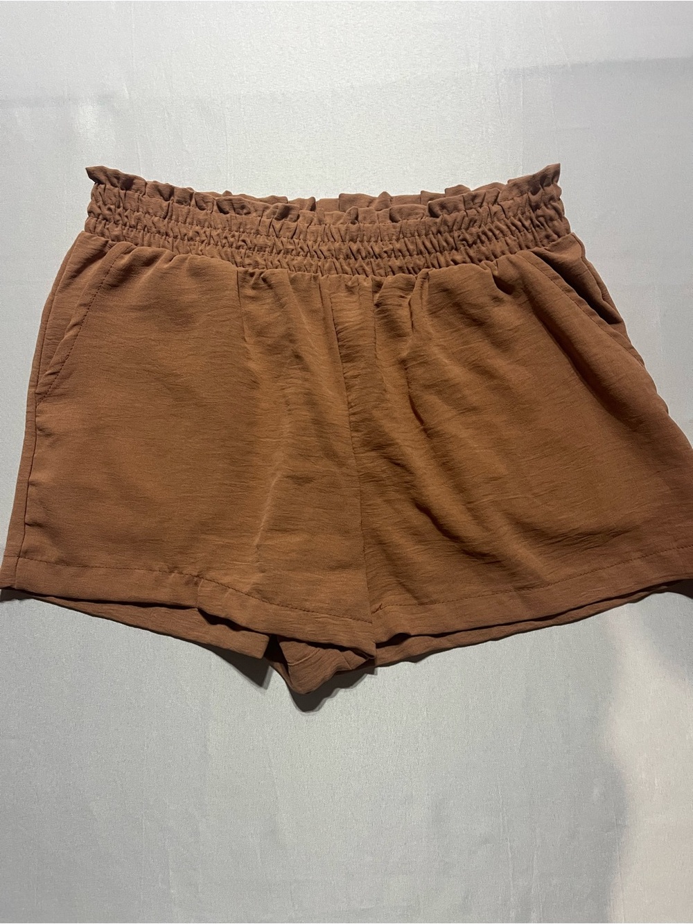 Rachel Paige Womens Medium Elastic Waist Brown Pull On Lightweight Casual Shorts